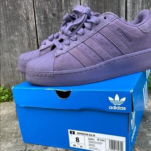 Adidas Purple Superstar Sneakers with Suede Finish